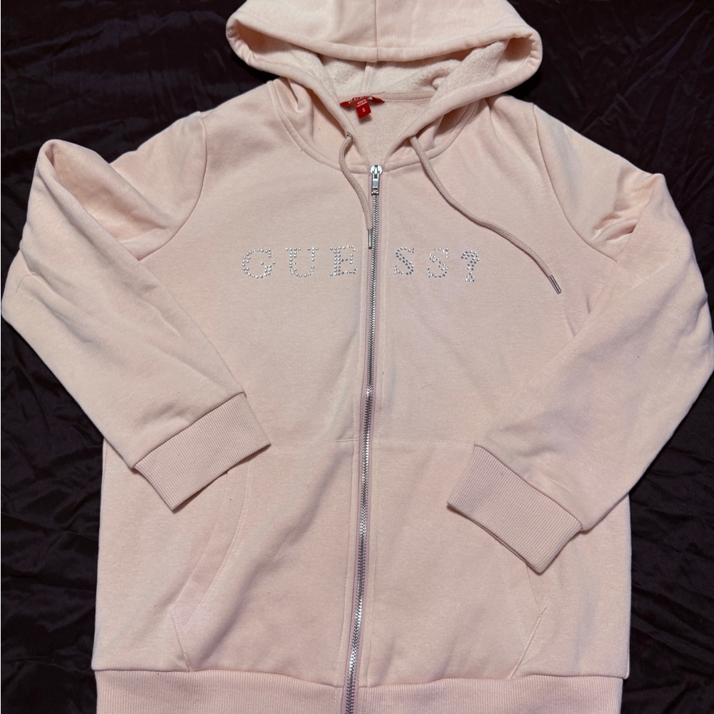 Guess Light Pink Zip-Up Hoodie